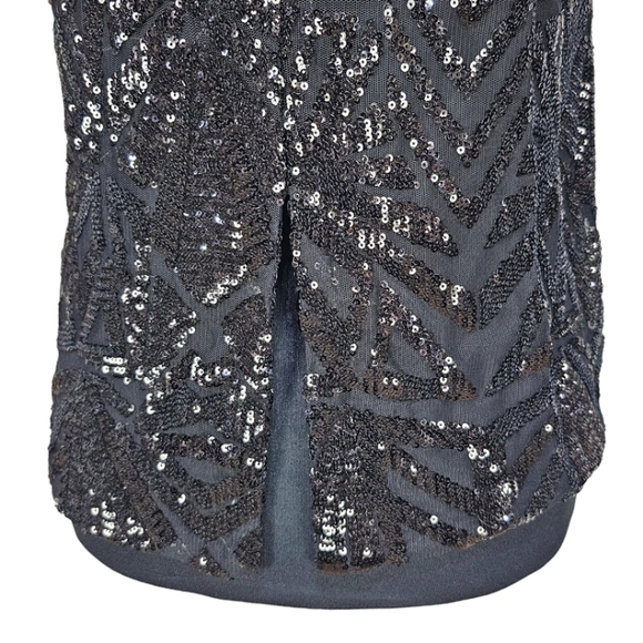 Everly Sequined Top Sz Large Black Jazz Sparkle New Years Cocktails Halter Glam - Picture 12 of 16